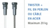 10 Suspentes Twister fil acier inox 200 cm